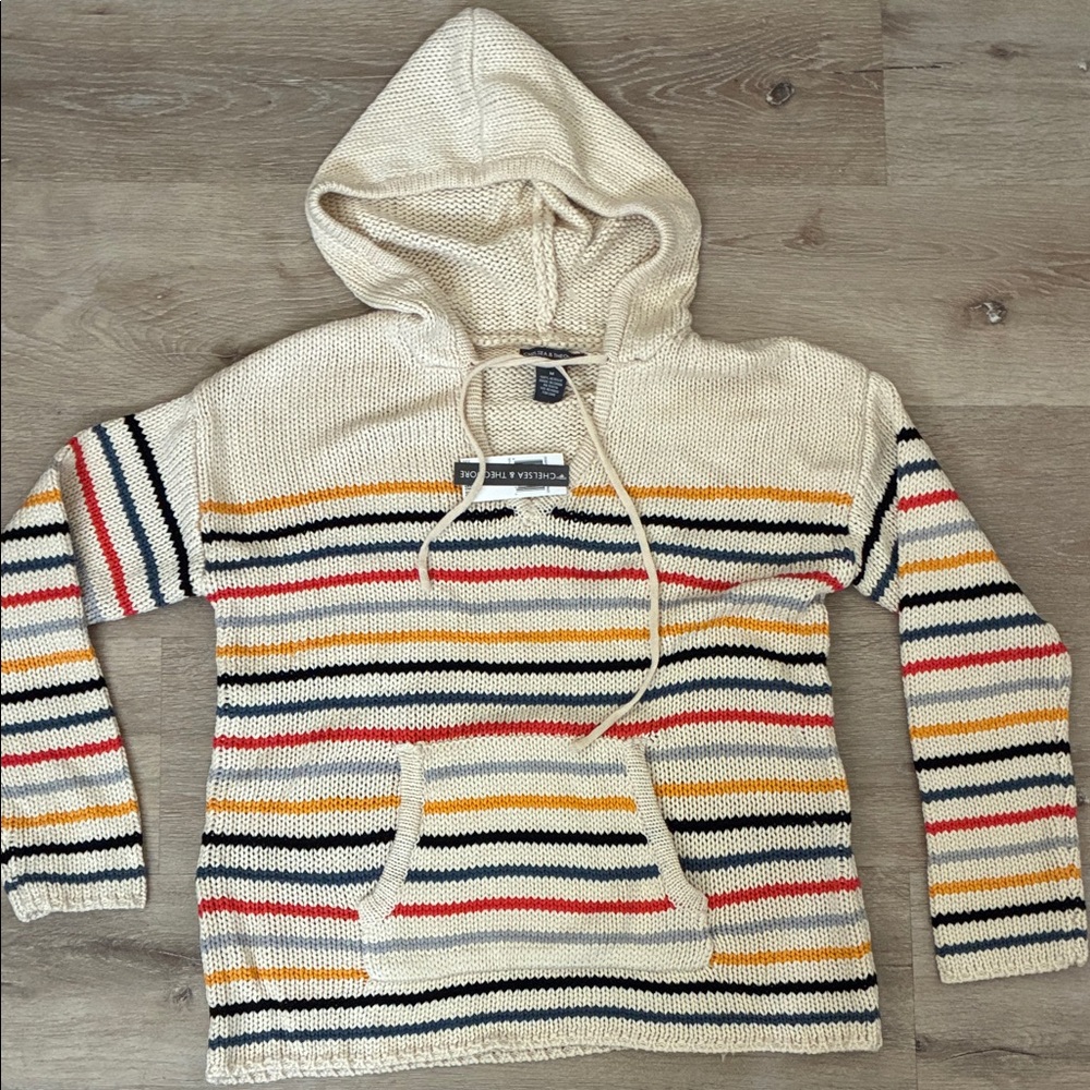 Chelsea & Theodore Multicolor Striped Hooded Sweater